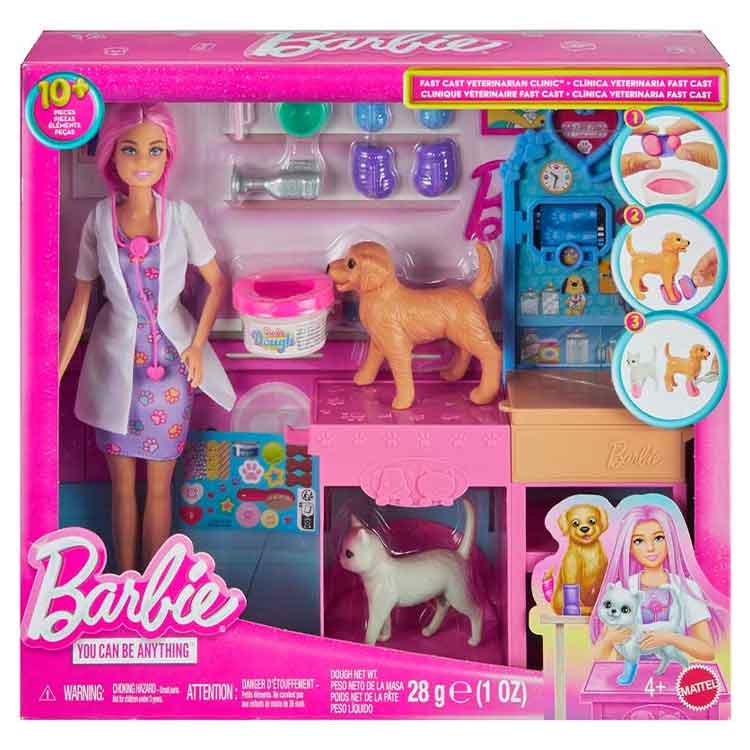 Barbie Fast Cast Veterinarian Clinic Playset with Doll and 2 Pets