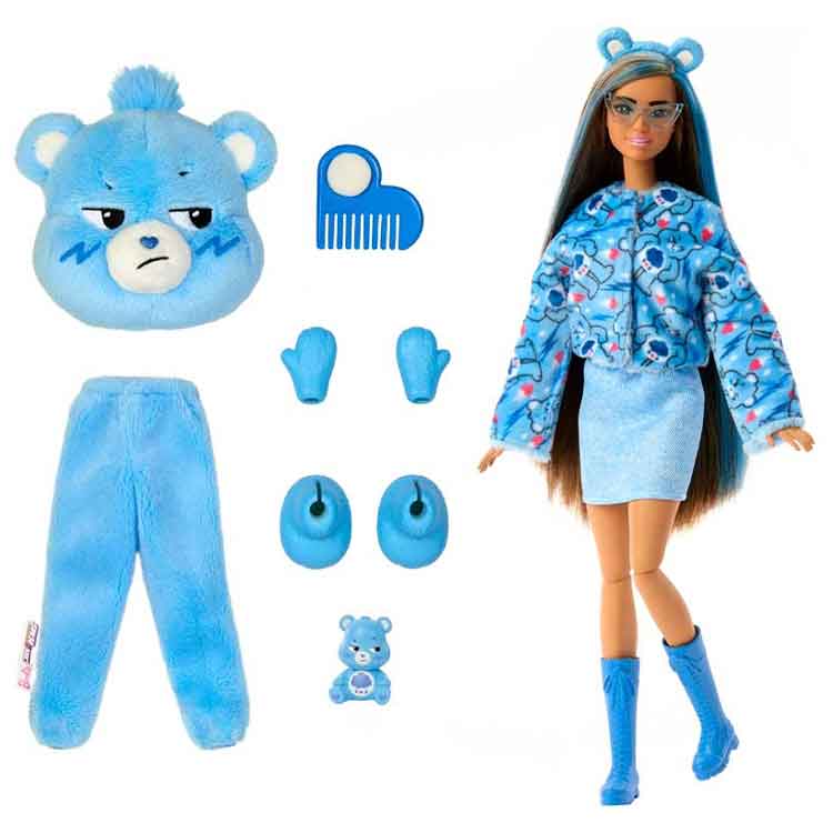 Barbie Cutie Reveal Care Bears Doll – Grumpy Bear Blue Plush Costume