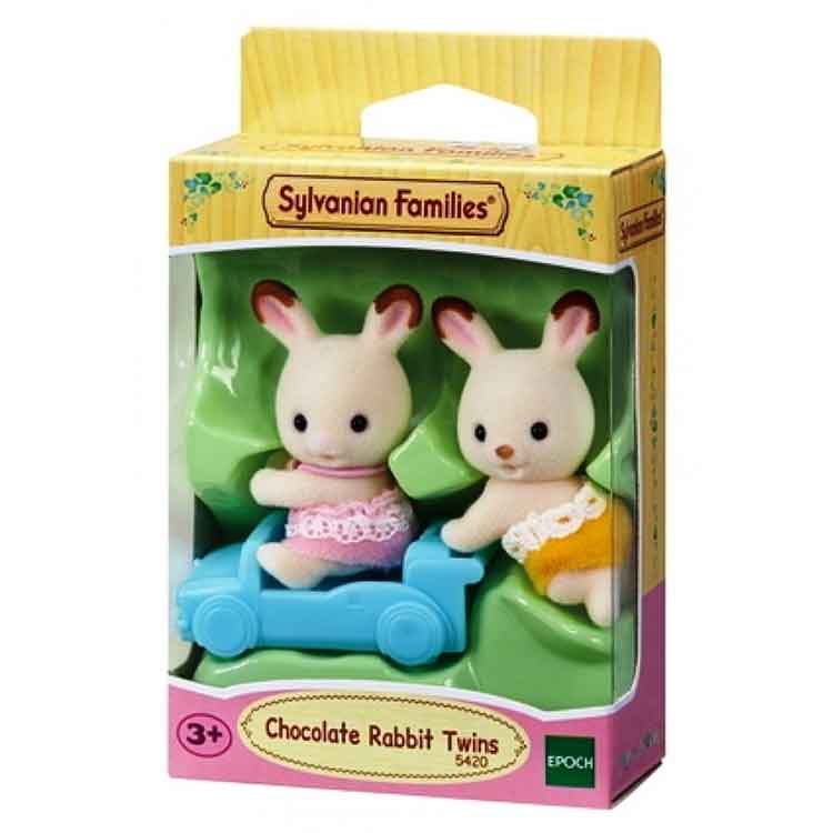 Sylvanian Families Chocolate Rabbit Twins Collectible Figures with Toy