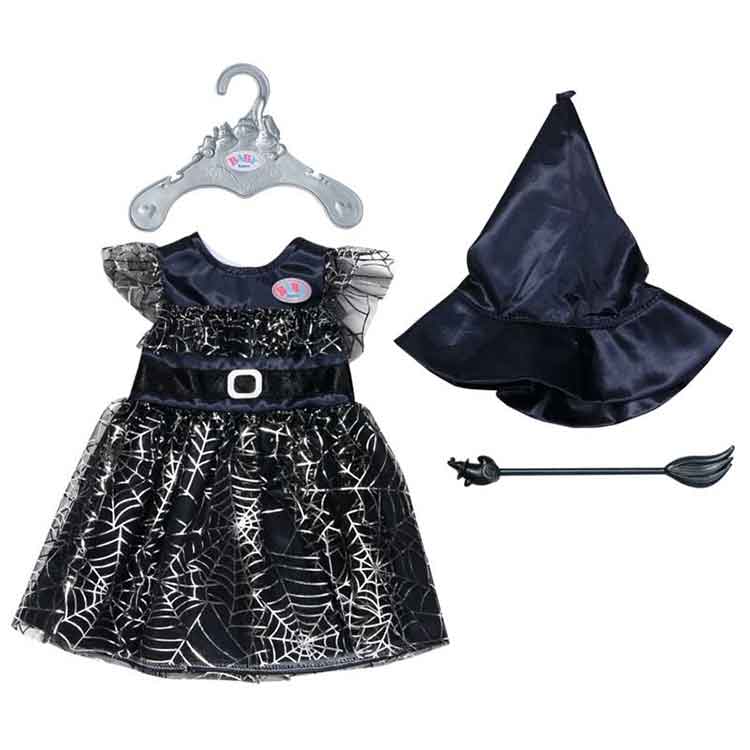 BABY born Witch Dress Halloween Doll Outfit with Hat and Broomstick