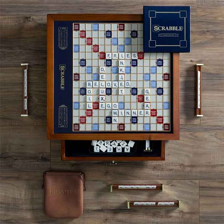Scrabble Trophy Edition – Luxury 2-Tone Wood Board Game by AJ Toys