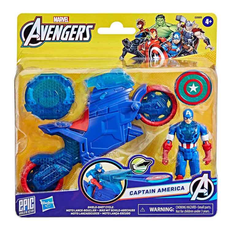Marvel Avengers Captain America Shield-Shot Cycle Action Figure Set