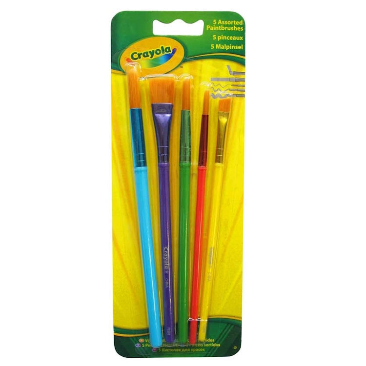 Crayola Paintbrushes – 5 Assorted Sizes Natural Hair Brushes for Kids