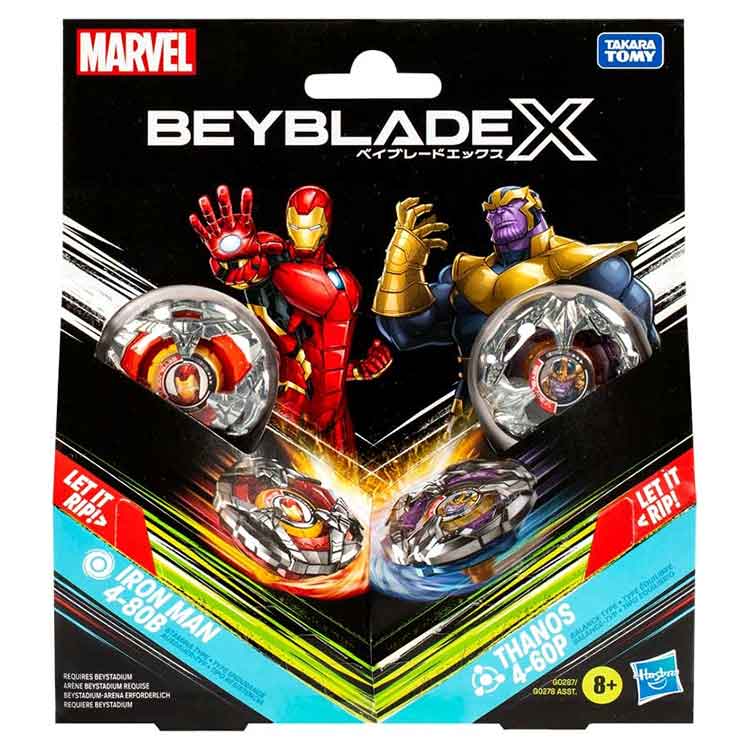 Beyblade X Marvel Collab Iron Man & Thanos Multipack Set with Launchers