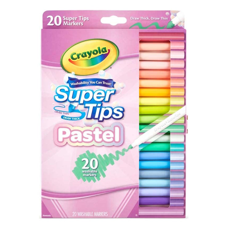 Crayola Supertips Washable Felt Tip Pens – 20 Pastel Colour Markers