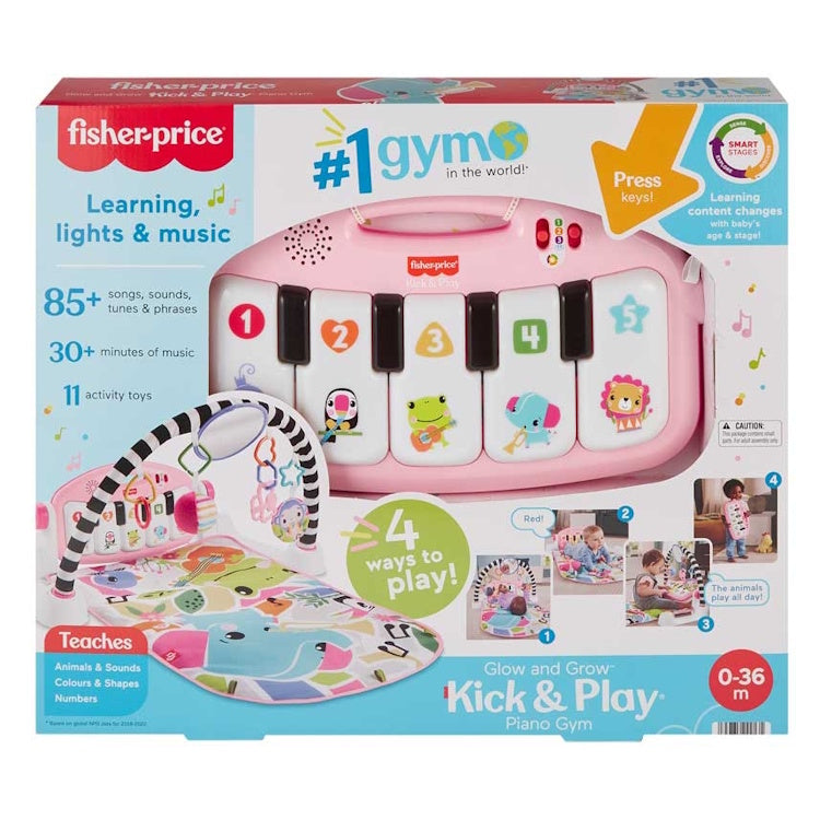 Fisher-Price Glow & Grow Kick & Play Piano Gym – Pink Baby Activity Mat