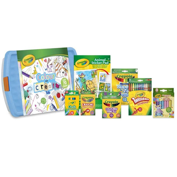 Crayola Colour and Create Tub – 80 Piece Kids Art and Drawing Kit