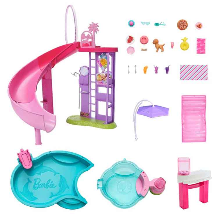 Barbie Dream Pool Playset with Slide, Hot Tub and 20+ Accessories