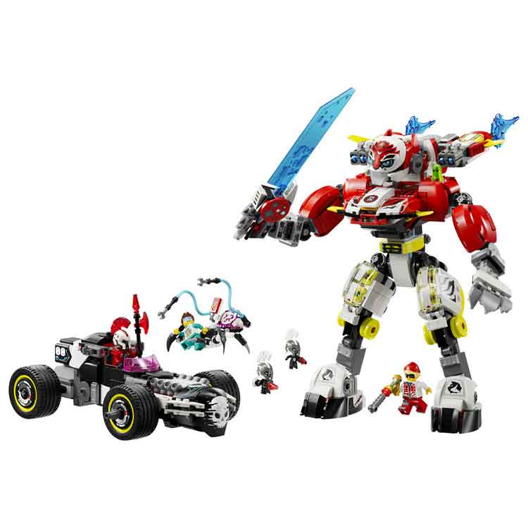 LEGO DREAMZzz 71497 Cooper's Tiger Mech & Zero's Hot Rod Car Set