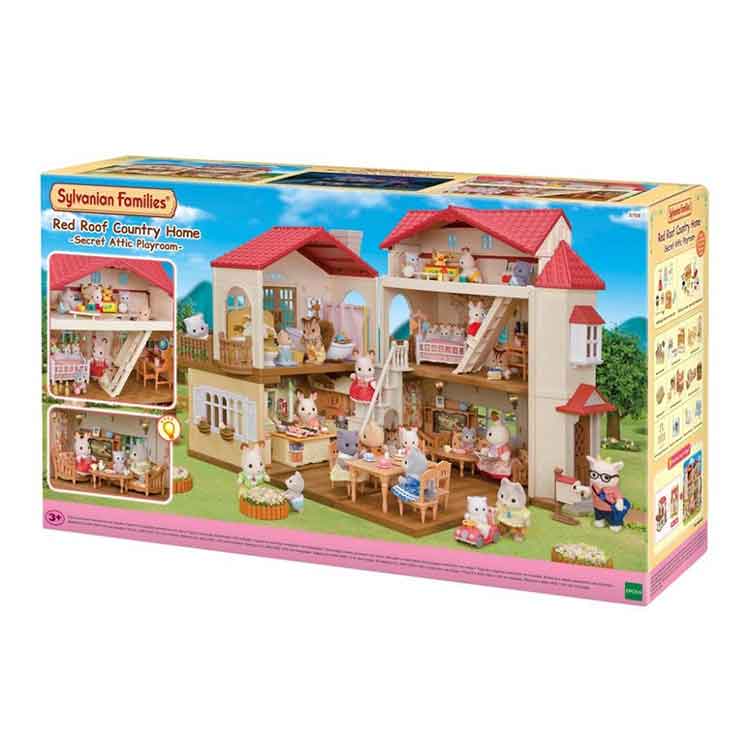 Sylvanian Families Red Roof Country Home – Dollhouse with Secret Attic