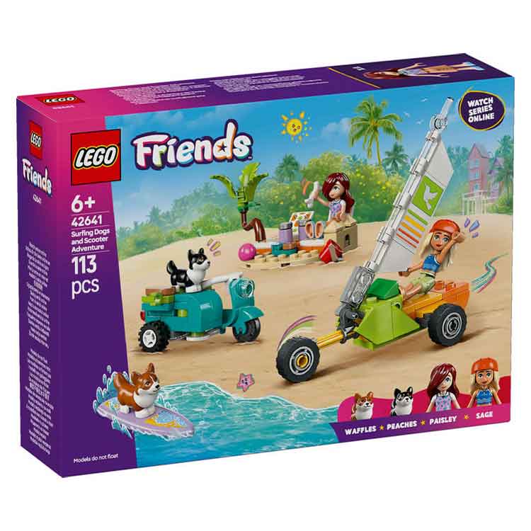 LEGO Friends 42641 Surfing Dogs and Scooter Adventure Building Toy Set