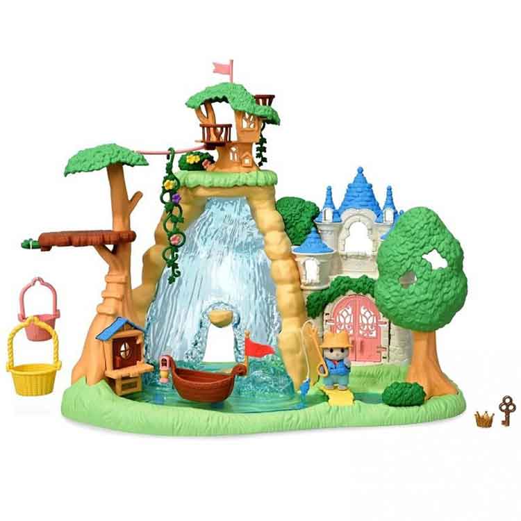 Sylvanian Families Secret Forest Falls Playset with Husky Baby Figure