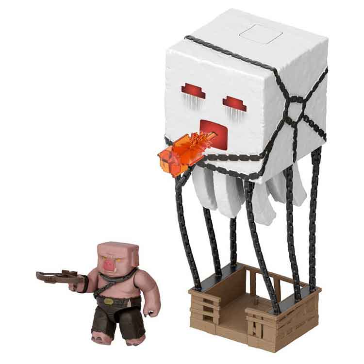 A Minecraft Movie Blast Attack Ghast Action Figure Playset with Piglin