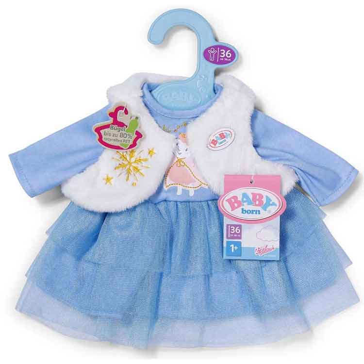 BABY born Winterdress - Blue Doll Outfit with Plush Vest for 36cm Dolls