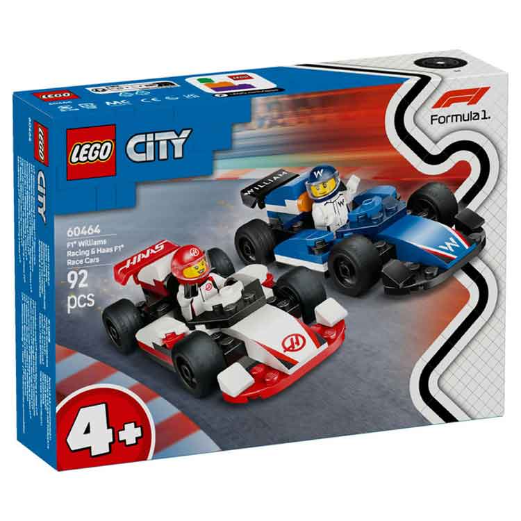 LEGO City F1 Williams Racing & Haas F1 Race Cars Building Set 60464