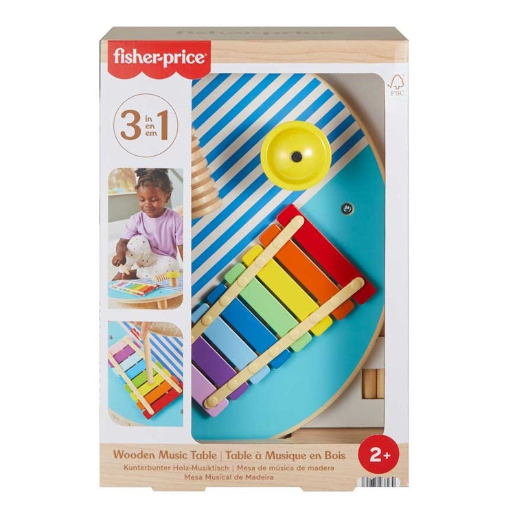 Fisher-Price Wooden Music Table – Toddler Xylophone & Percussion Toy