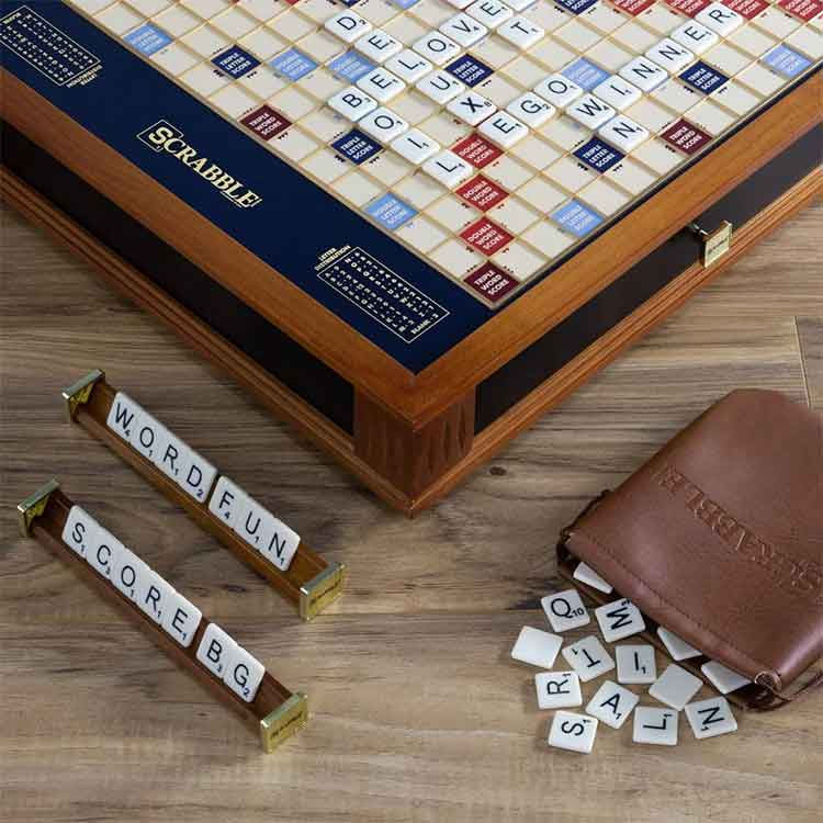 Scrabble Trophy Edition – Luxury 2-Tone Wood Board Game by AJ Toys