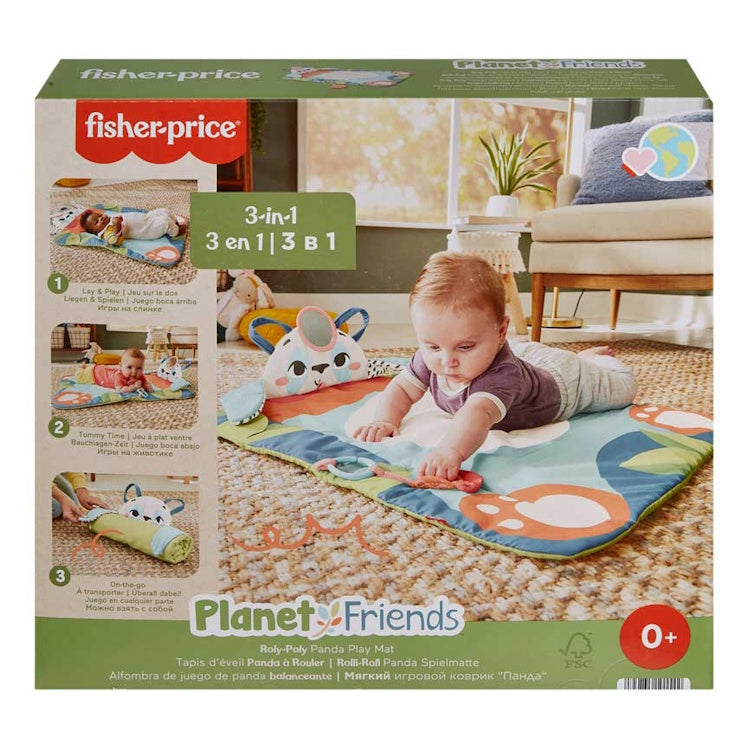 Fisher-Price Planet Friends Panda Play Mat – 3-in-1 Recycled Baby Mat