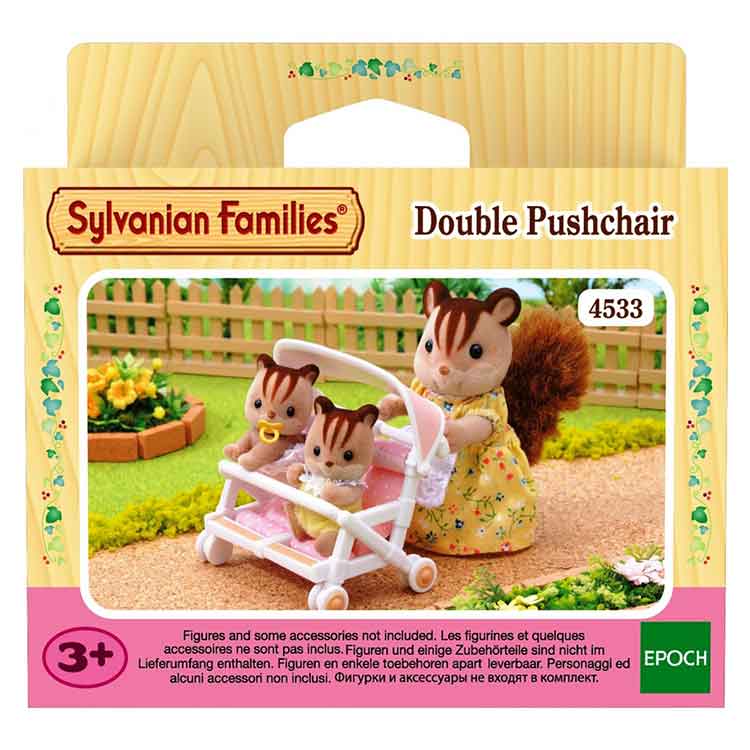 Sylvanian Families Twin Pushchair – Pink Polka Dot Double Stroller