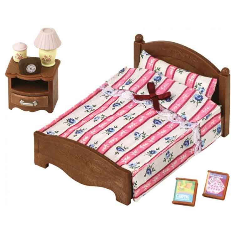 Sylvanian Families Semi-Double Bed Set – Miniature Dollhouse Furniture