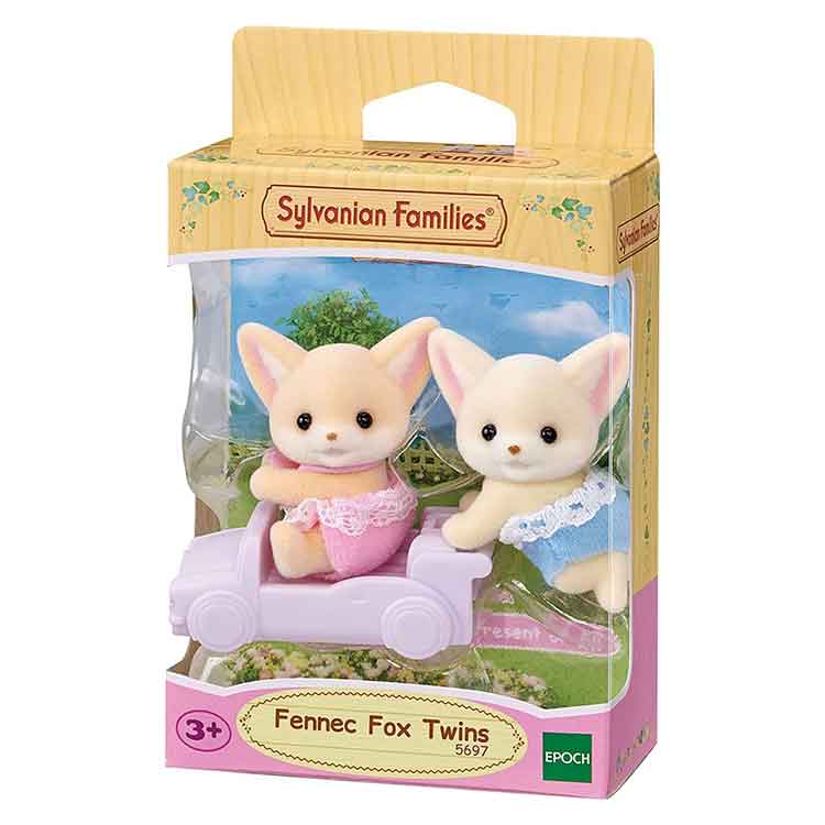 Sylvanian Families Fennec Fox Twins Collectible Figures with Pushcart