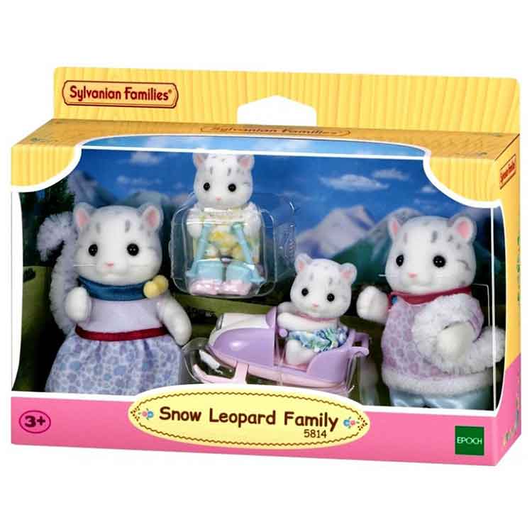 Sylvanian Families Snow Leopard Family – 9-Piece Winter Toy Playset