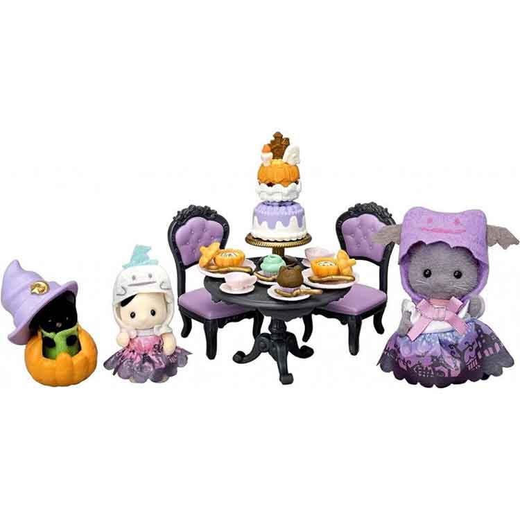 Sylvanian Families Halloween Surprise Party Set – Cat Figures Playset