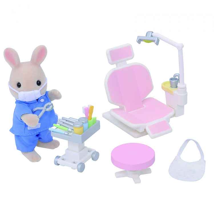 Sylvanian Families Country Dentist Set | Milk Rabbit Father Figure