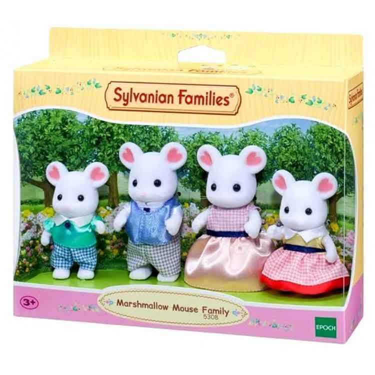 Sylvanian Families Marshmallow Mouse Family - 4 Collectible Figures