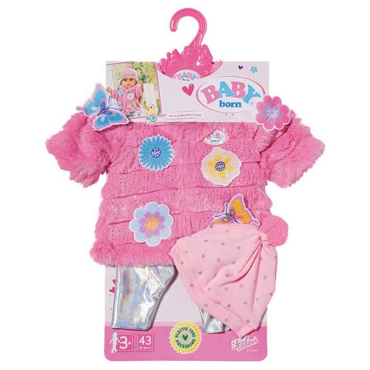BABY born Pink Fluffy Coat Set – 43cm Doll Clothing with Leggings & Hat