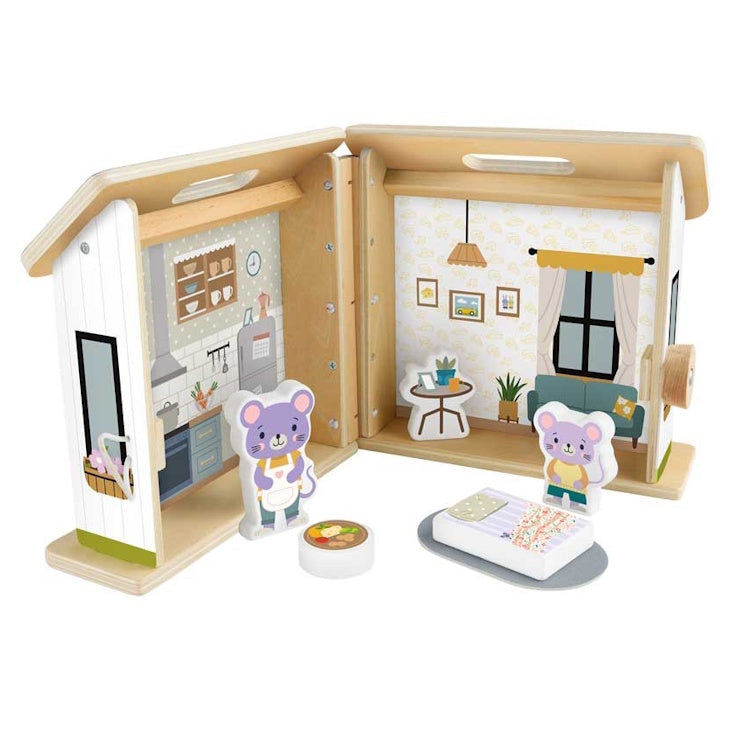Fisher-Price Wooden On-the-Go Play House – Portable Dollhouse Playset