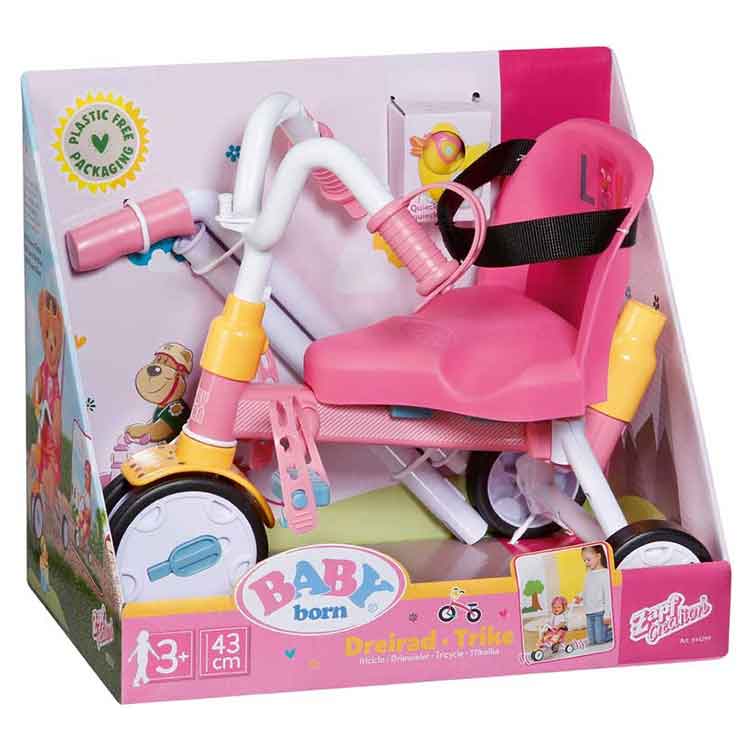 BABY born Doll Tricycle – Toy Trike with Horn and Handlebar for 43cm Dolls