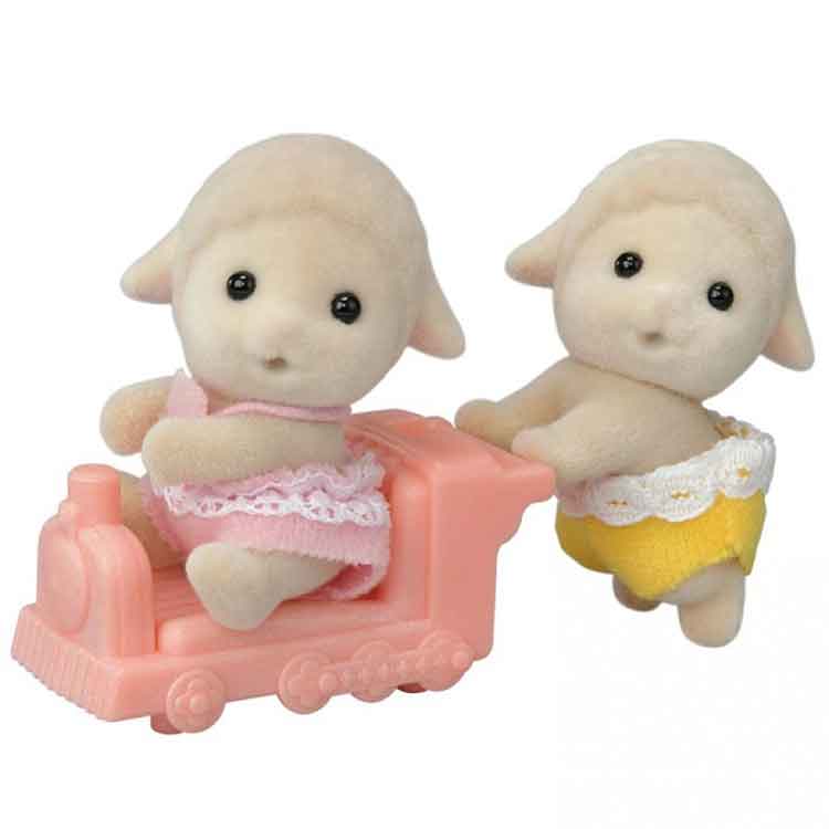 Sylvanian Families Sheep Twins - Collectible Animal Figures with Pram