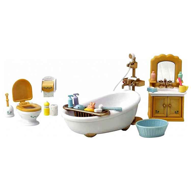 Sylvanian Families Country Bathroom Set – 25pc Dollhouse Furniture
