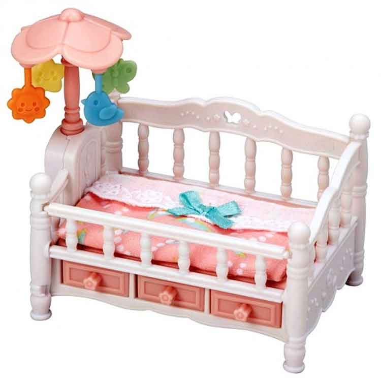 Sylvanian Families Crib with Mobile - Triplets Nursery Dollhouse Set