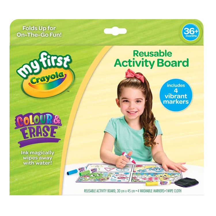 Crayola Colour & Erase Reusable Activity Board with Washable Markers
