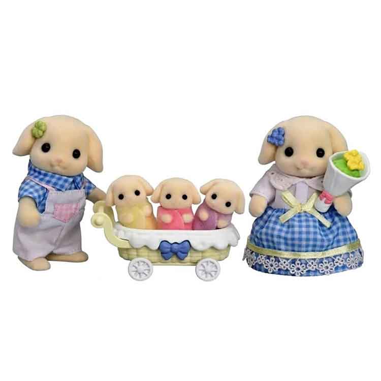 Sylvanian Families Flora Rabbit Family – 5-Piece Collectible Figure Set