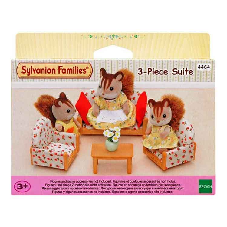 Sylvanian Families 3 Piece Suite – Floral Dollhouse Sofa and Chairs
