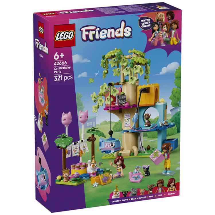 LEGO Friends Cat Birthday Party & Tree House Building Kit (42666)