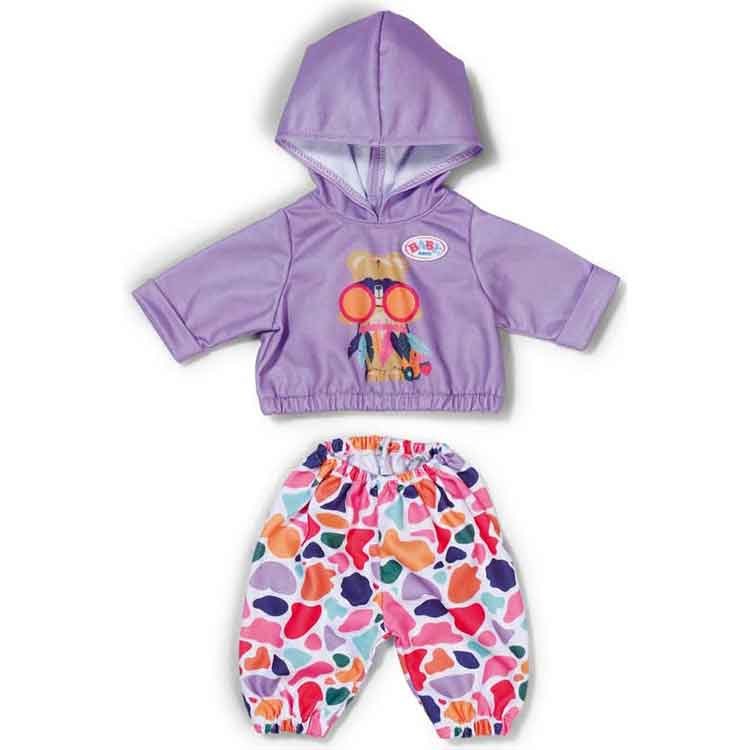 Baby Born Hoodie Outfit – 2-Piece Purple Doll Clothes Set for 43cm Dolls
