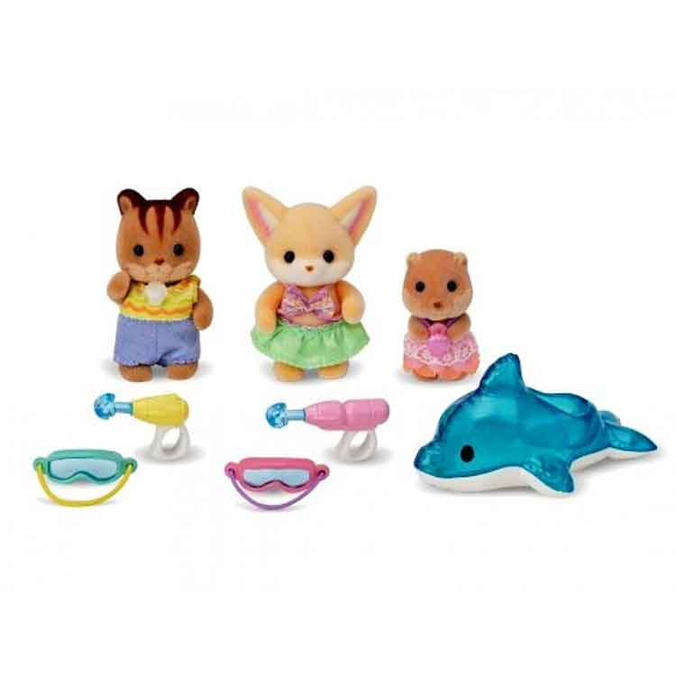 Sylvanian Families Pool Fun Friends – 3 Baby Figures & Swim Accessories