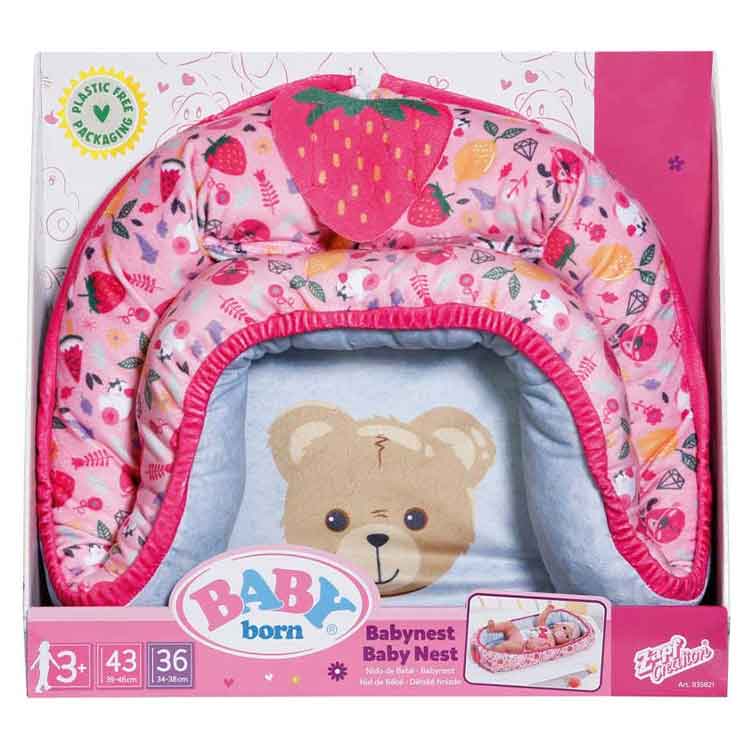 BABY born Baby Nest – Reversible Berry & Bear Doll Bedding Accessory
