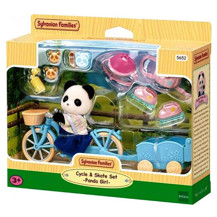Sylvanian Families Cycle & Skate Set – Panda Girl Figure & Accessories
