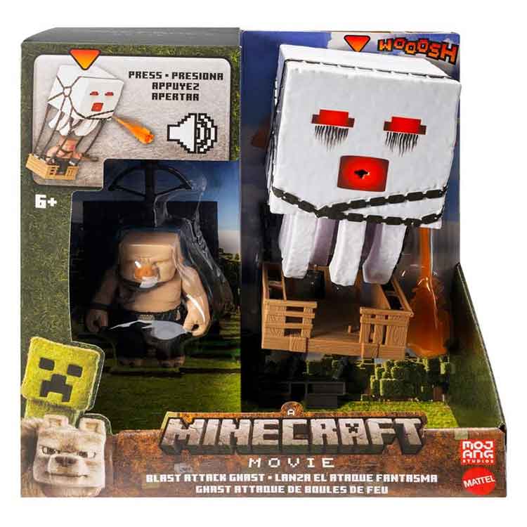 A Minecraft Movie Blast Attack Ghast Action Figure Playset with Piglin