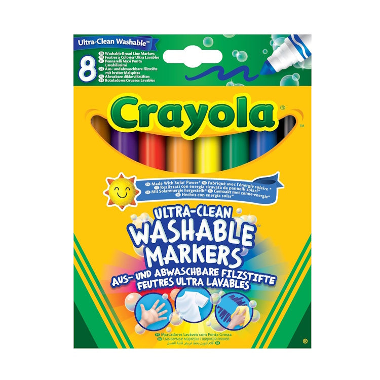 Crayola Ultra-Clean Washable Markers – 8 Assorted Bold Colors for Kids