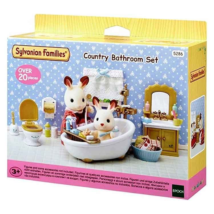 Sylvanian Families Country Bathroom Set – 25pc Dollhouse Furniture