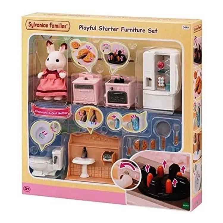 Sylvanian Families Playful Starter Furniture Set – 27 Piece Dollhouse
