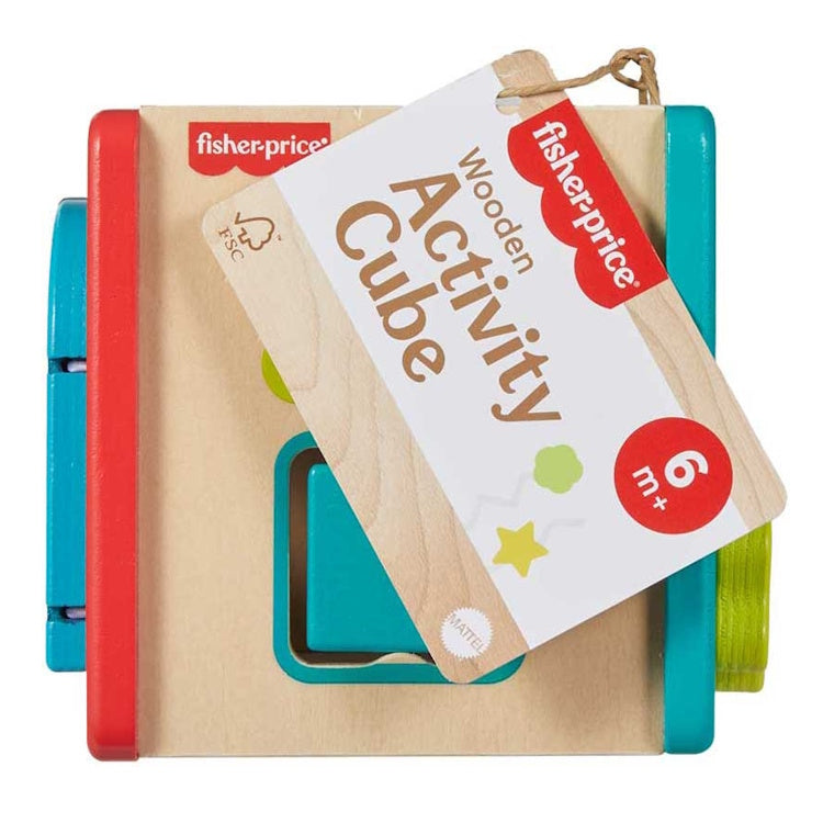 Fisher-Price Wooden Activity Cube – FSC-Certified Baby Developmental Toy
