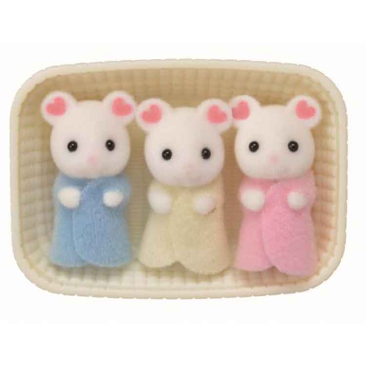Sylvanian Families Marshmallow Mouse Triplets - Miniature Toy Figures