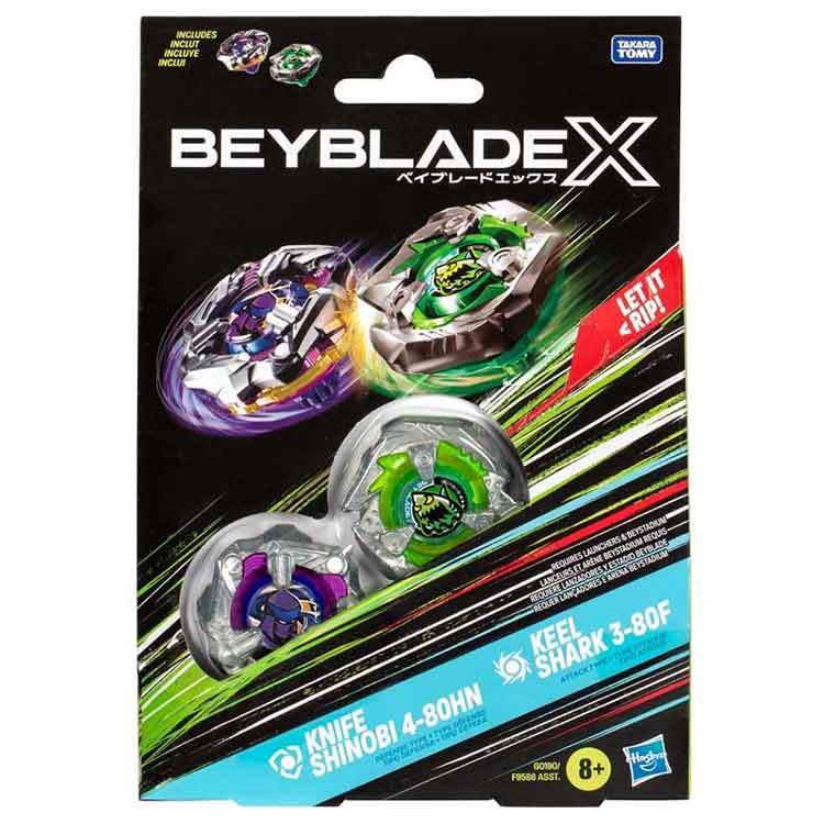 Hasbro Beyblade X Knife Shinobi & Keel Shark Dual Pack Battle Tops